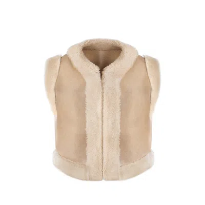 A&a Vesa Women's Neutrals Short Shearling Vest - Beige