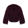 A&a Vesa Women's Red Mongolian Lamb Jacket - Burgundy In Red