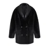 A&a Vesa Women's Reversible Shearling Coat - Black In Black