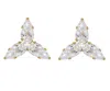 A & M 14k Gold Dainty Cubic Zirconia Cluster Stud Earrings In Gold