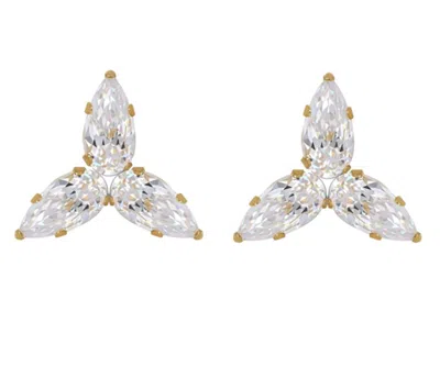 A & M 14k Gold Dainty Cubic Zirconia Cluster Stud Earrings