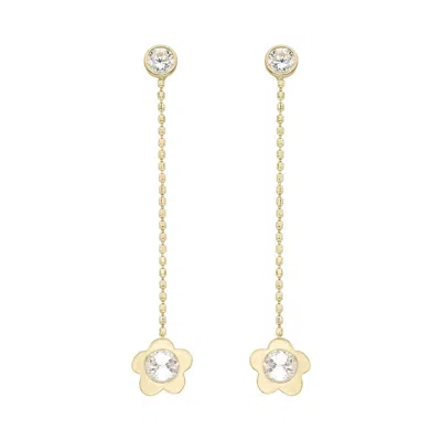 A & M 14k Gold Flower Linear Drop Earrings