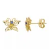 A & M 14k Gold Hollow Butterfly Stud Earrings