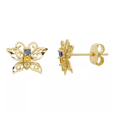 A & M 14k Gold Hollow Butterfly Stud Earrings