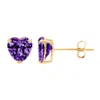 A & M 14k Yellow Gold 6mm Cz Heart Stud Earrings, With Pushback, Women's, Unisex In Multi
