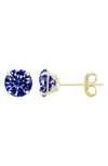 A & M A&m 14k Yellow Gold Round Cubic Zirconia Birthstone Stud Earrings In Blue