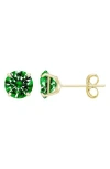 A & M A&m 14k Yellow Gold Round Cubic Zirconia Birthstone Stud Earrings In Green