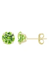 A & M A&m 14k Yellow Gold Round Cubic Zirconia Birthstone Stud Earrings In Green