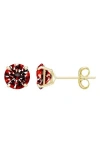A & M A&m 14k Yellow Gold Round Cubic Zirconia Birthstone Stud Earrings In Burgundy