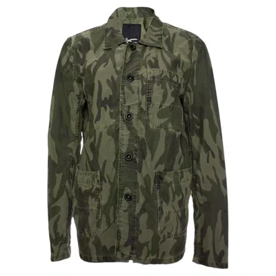 Pre-owned A & M Denham, Denim Jacket With Army Print In Black