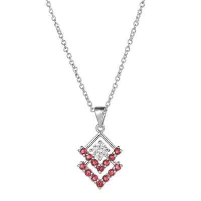 A & M Silver Tone Triangle Cubic Zirconia Pendant Necklace