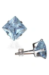 A & M A&m Square Cubic Zirconia Birthstone Stud Earrings In Blue