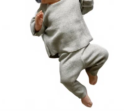 A Basic Brand Kid's Rib Leggings In Light Grey In Gray