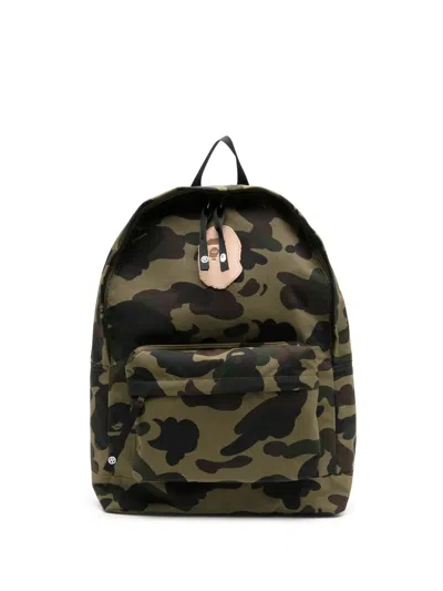 A Bathing Ape 1st Rucksack Mit Camouflage-patch In Grün