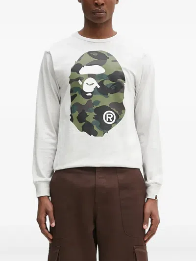 A Bathing Ape 1st Camo Big Ape Head Long-sleeve T-shirt In White
