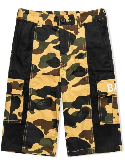 A Bathing Ape Kids' 1st Camo Cargo Shorts In Yellow