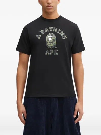 A Bathing Ape 1st Camo College Logo-print T-shirt In Black