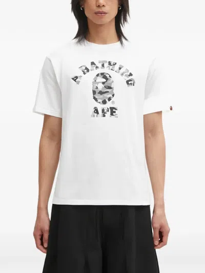 A Bathing Ape 1st Camo College Logo-print T-shirt In White