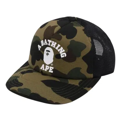 A Bathing Ape 1st Camo College Mesh Cap 'green' In Multi