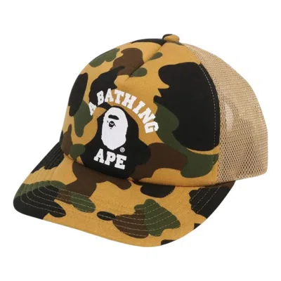 A Bathing Ape 1st Camo College Mesh Cap 'yellow' In Multi