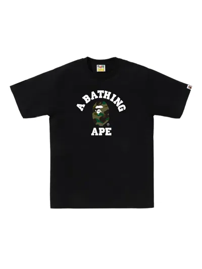 A Bathing Ape 1st Camo College Tee T-shirt In Black