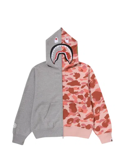 A Bathing Ape 1st Camo Crystal-stone Shark Full-zip Hoodie In Multi