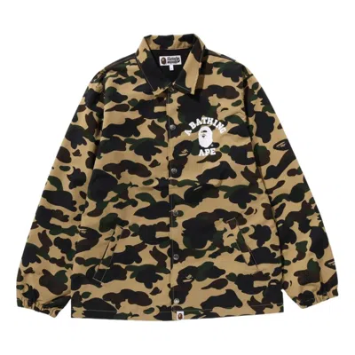 A Bathing Ape 1st Camo Nylon Tussah Coach Jacket 'yellow' In Multi