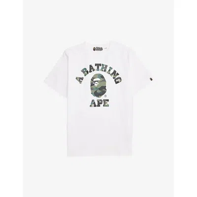A Bathing Ape Kids' 1st Camo Printed Cotton T-shirt 10-13 Years Whxg In Whxgr