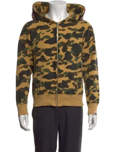 Pre-owned A Bathing Ape 1st Camo Shark Camouflage Print Hoodie In Neutrals