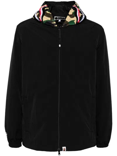 A Bathing Ape Printed-hood Cotton Hooded Jacket In Black