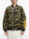 A Bathing Ape 1st Camo Shark Ma-1 Embroidered Bomber Jacket In Multi