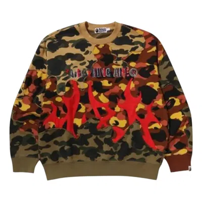 A Bathing Ape 1st Camo Upcycled Relaxed Fit Crewneck Sweatshirt 'multicolor' In Green