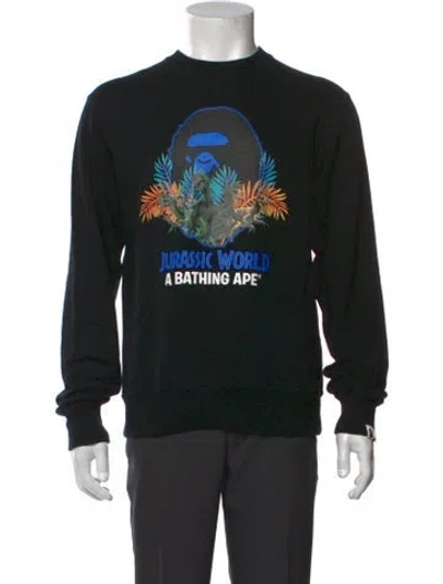 Pre-owned A Bathing Ape 2018 X Jurassic World Ape Head Crewneck Pullover In Black