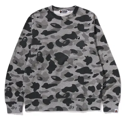 Pre-owned A Bathing Ape A Bathnig Ape Men's Heather Gray Camo Ape Head One Point Crewneck Sweat