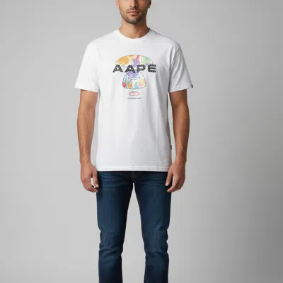 Pre-owned A Bathing Ape Aape  White Graphic Logo Print Jersey Crewneck T-shirt M