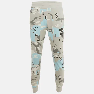 Pre-owned A Bathing Ape Aape By  Grey/blue Camouflage Cotton Joggers M