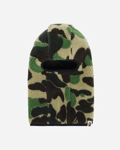 A Bathing Ape Abc Camo Boa Fleece Balaclava In Green