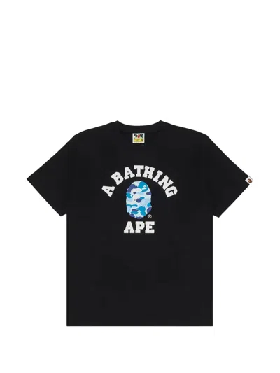 A Bathing Ape Abc Camo College Cotton T-shirt In Black