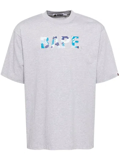 A Bathing Ape Abc Camo College Tee In Grey