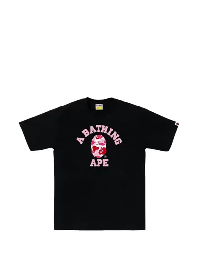 A Bathing Ape Abc Camo College T-shirt In Black