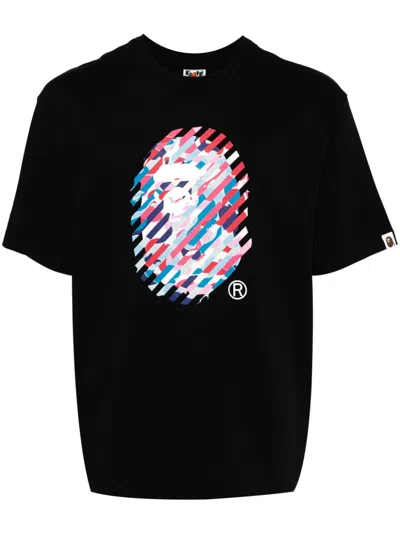 A Bathing Ape Abc Camo Illusion Ape Head Relaxed Fit Tee In Black