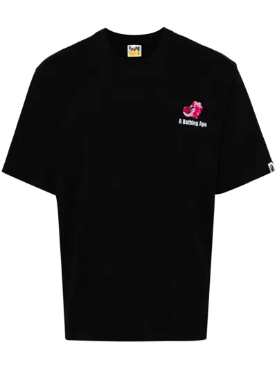A Bathing Ape Abc Camo Logo Relaxed Fit Tee In Black