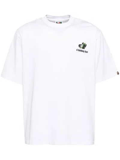 A Bathing Ape Abc Camo Logo Relaxed Fit Tee In White