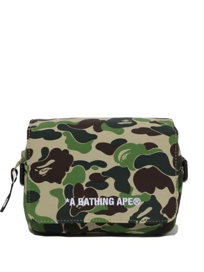 A Bathing Ape Abc Camo Messenger Bag In Green