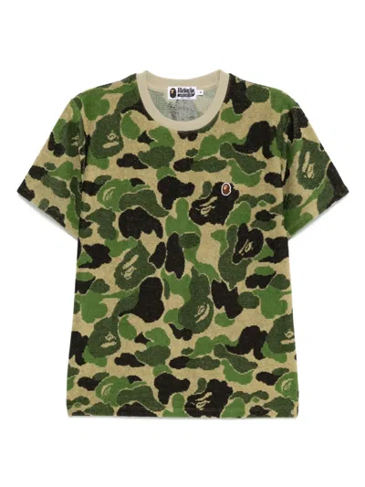 A Bathing Ape Abc Camo Pile Jacquard One-point T-shirt In Green