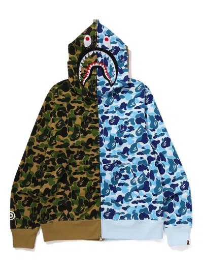 A Bathing Ape Abc Camo Separate Shark Full-zip Hoodie In Multi