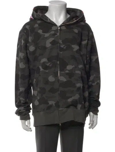 Pre-owned A Bathing Ape Abc Camo Shark Full Zip Camouflage Print Hoodie W/ Tags In Gray