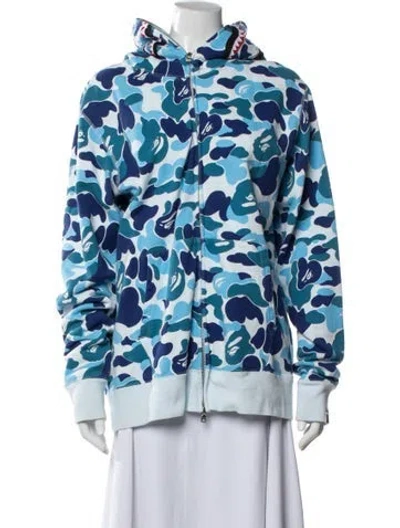Pre-owned A Bathing Ape Abc Camo Shark Full Zip Printed Hoodie In Blue