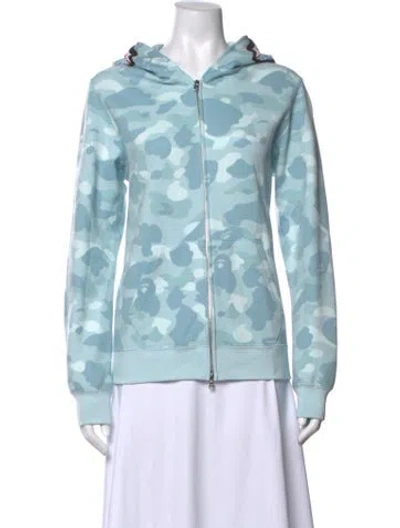 Pre-owned A Bathing Ape Abc Camo Shark Head Printed Hoodie In Blue