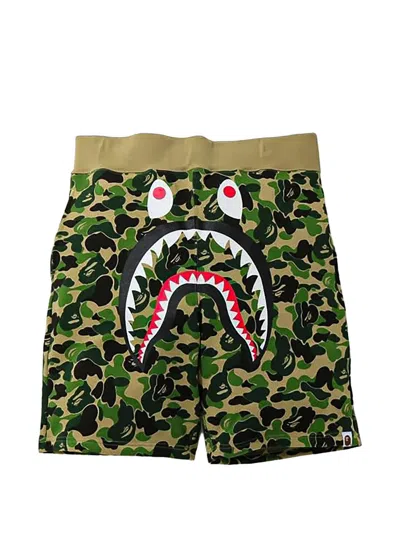 A Bathing Ape Abc Camo Shark Shorts In Green